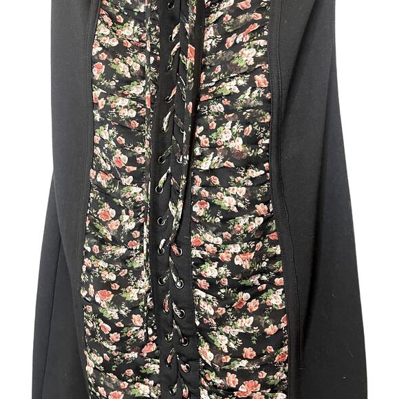 NWT Y2K Womens strapless lace-up dress | Retro 2000s LBD Floral | Size Medium - Picture 3 of 7